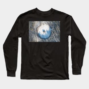 Winter landscape of round lake with island in the middle Long Sleeve T-Shirt